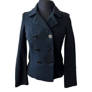 Banana Republic Black Double Breasted Cotton Jacket Blazer size XS Notch Lapel